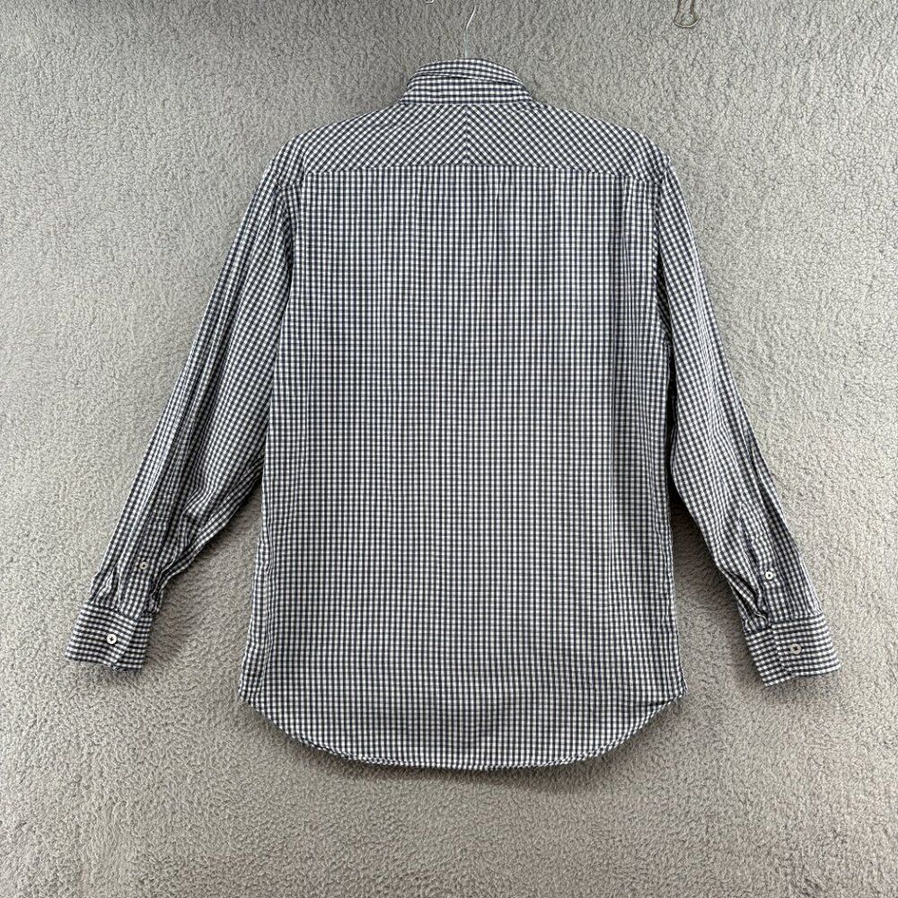 Billy Reid Men’s Standard Cut Button Down Shirt Medium Navy White Gingham Cotton - Picture 3 of 9